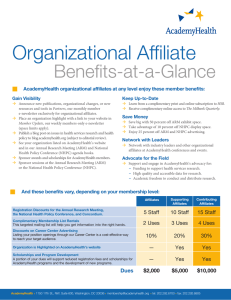 Organizational Affiliate Benefits-at-a-Glance