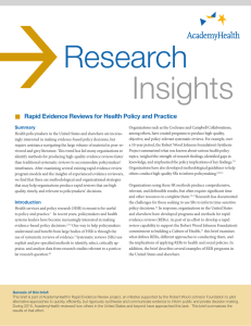  Research Insights Rapid Evidence Reviews for Health Policy and Practice