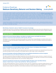 Medicare Beneficiary Behavior and Decision Making January 2015