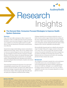  Research Insights The Demand Side: Consumer-Focused Strategies to Improve Health