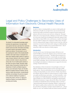 Legal and Policy Challenges to Secondary Uses of  Summary