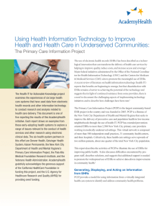 Using Health Information Technology to Improve The Primary Care Information Project