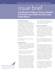 issue brief Considerations Related to Pricing Individual Health Reform