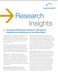  Research Insights Comparative Effectiveness Research: International