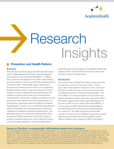  Research Insights Prevention and Health Reform