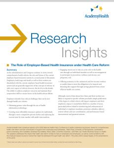  Research Insights The Role of Employer-Based Health Insurance under Health Care Reform