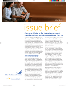 issue	brief Consumer Choice in the Health Insurance and