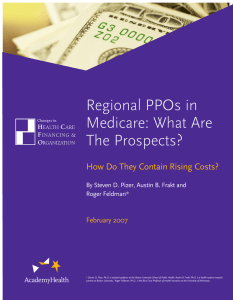 Regional PPOs in Medicare: What Are The Prospects?