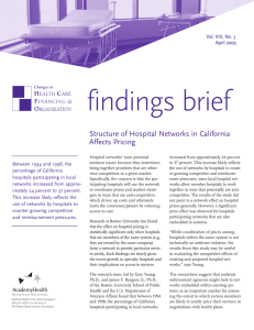 findings brief Structure of Hospital Networks in California Affects Pricing September 2002