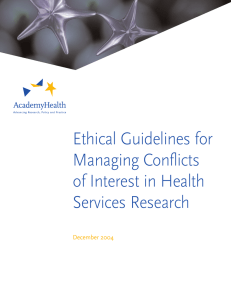 Ethical Guidelines for Managing Conflicts of Interest in Health Services Research