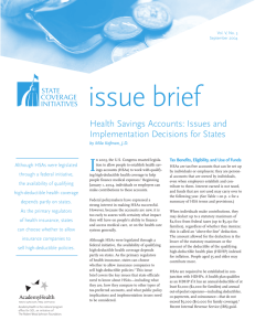 issue brief I Health Savings Accounts: Issues and Implementation Decisions for States