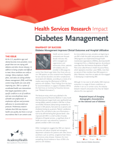 Diabetes Management Health Services Research SNAPSHOT OF SUCCESS THE ISSUE