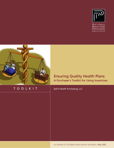 Ensuring Quality Health Plans: T O O L K I T N