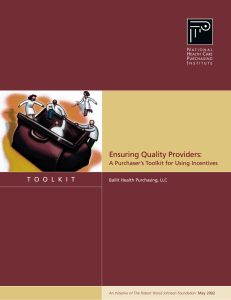 Ensuring Quality Providers: T O O L K I T N