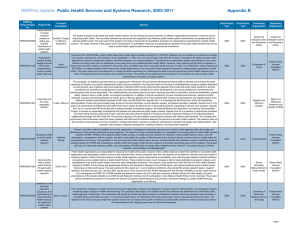 HSRProj Update: Public Health Services and Systems Research, 2003-2011  Appendix B