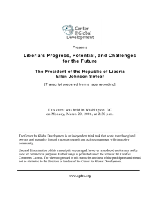 Liberia’s Progress, Potential, and Challenges for the Future