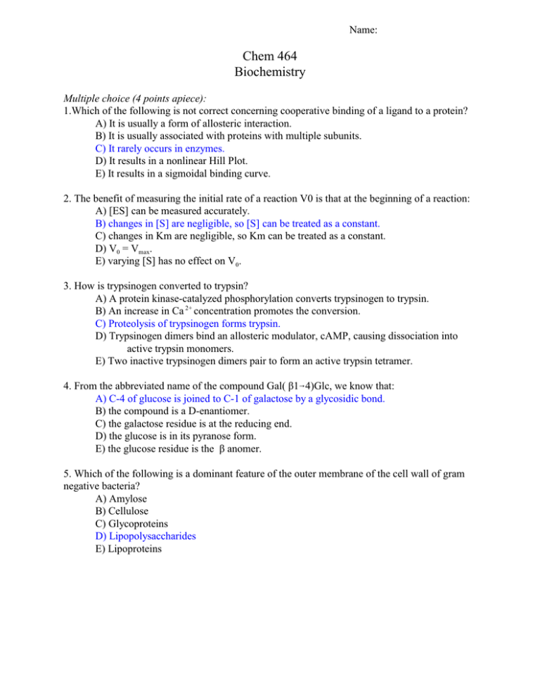 Chem 464 Biochemistry