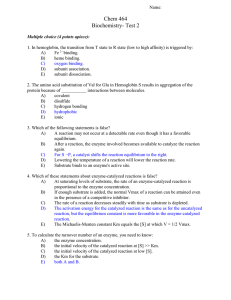 Chem 464 Biochemistry- Test 2