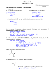 Chemistry 114 Fourth Hour Exam Name:____________ Please show all work for partial credit