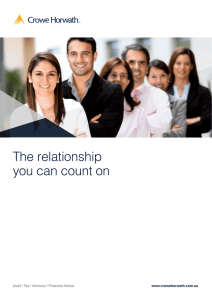 The relationship you can count on www.crowehorwath.com.au