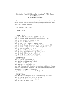 Errata for “Partial Differential Equations”, AMS Press Second Edition