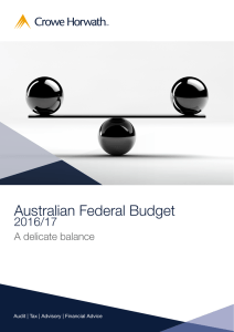 Australian Federal Budget 2016/17  A delicate balance