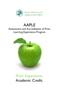 AAPLE Prior Experience. Academic Credit.