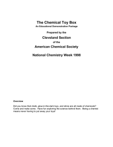 The Chemical Toy Box Cleveland Section American Chemical Society National Chemistry Week 1998
