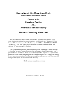 Heavy Metal: It’s More than Rock Cleveland Section American Chemical Society