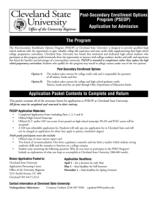 Post-Secondary Enrollment Options Program (PSEOP) Application for Admission The Program