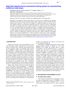 High-field magneto-thermo-mechanical testing system for characterizing multiferroic bulk alloys Nickolaus M. Bruno,