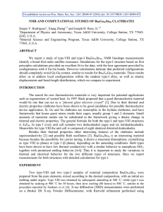 NMR AND COMPUTATIONAL STUDIES OF Ba Ga Sn CLATHRATES