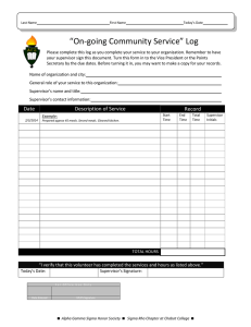 “On-going Community Service” Log