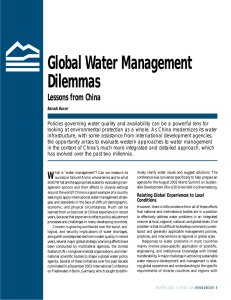 Global Water Management Dilemmas Lessons from China