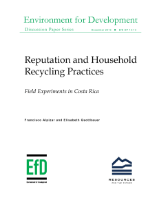 Environment for Development Reputation and Household Recycling Practices