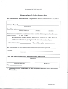Observation of Online Instruction