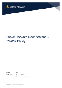 Crowe Horwath New Zealand - Privacy Policy