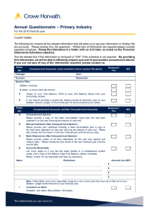 – Primary Industry Annual  Questionnaire