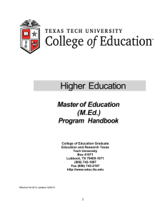 Higher Education  Master of Education