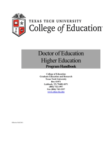 Doctor of Education Higher Education  Program Handbook