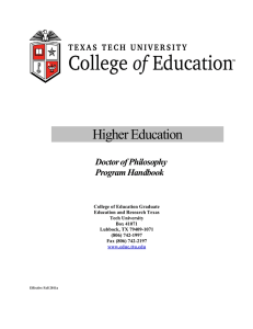 Higher Education Doctor of Philosophy Program Handbook