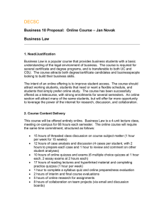 DECSC – Jan Novak Business 10 Proposal:  Online Course Business Law