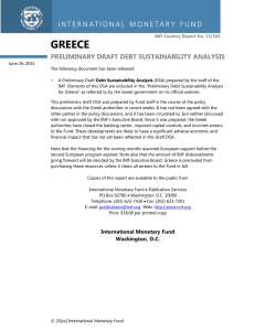 GREECE PRELIMINARY DRAFT DEBT SUSTAINABILITY ANALYSIS