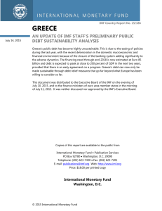 GREECE AN UPDATE OF IMF STAFF’S PRELIMINARY PUBLIC DEBT SUSTAINABILITY ANALYSIS