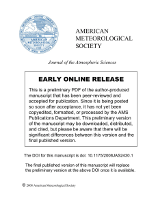 AMERICAN METEOROLOGICAL SOCIETY EARLY ONLINE RELEASE