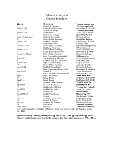 Calendar Overview Course Schedule Week Readings