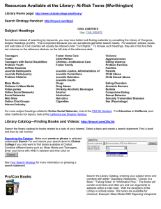 Resources Available at the Library: At­Risk Teens (Worthington)  Subject Headings  