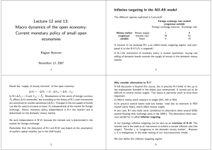 Lecture 12 and 13: Macro dynamics of the open economy:
