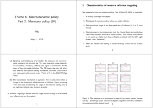 Theme 5: Macroeconomic policy. 1 Characteristics of modern inflation targeting