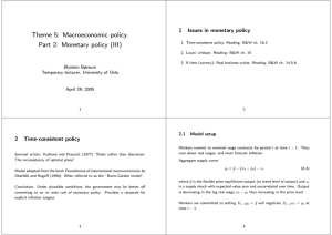 Theme 5: Macroeconomic policy. Part 2: Monetary policy (III) 1